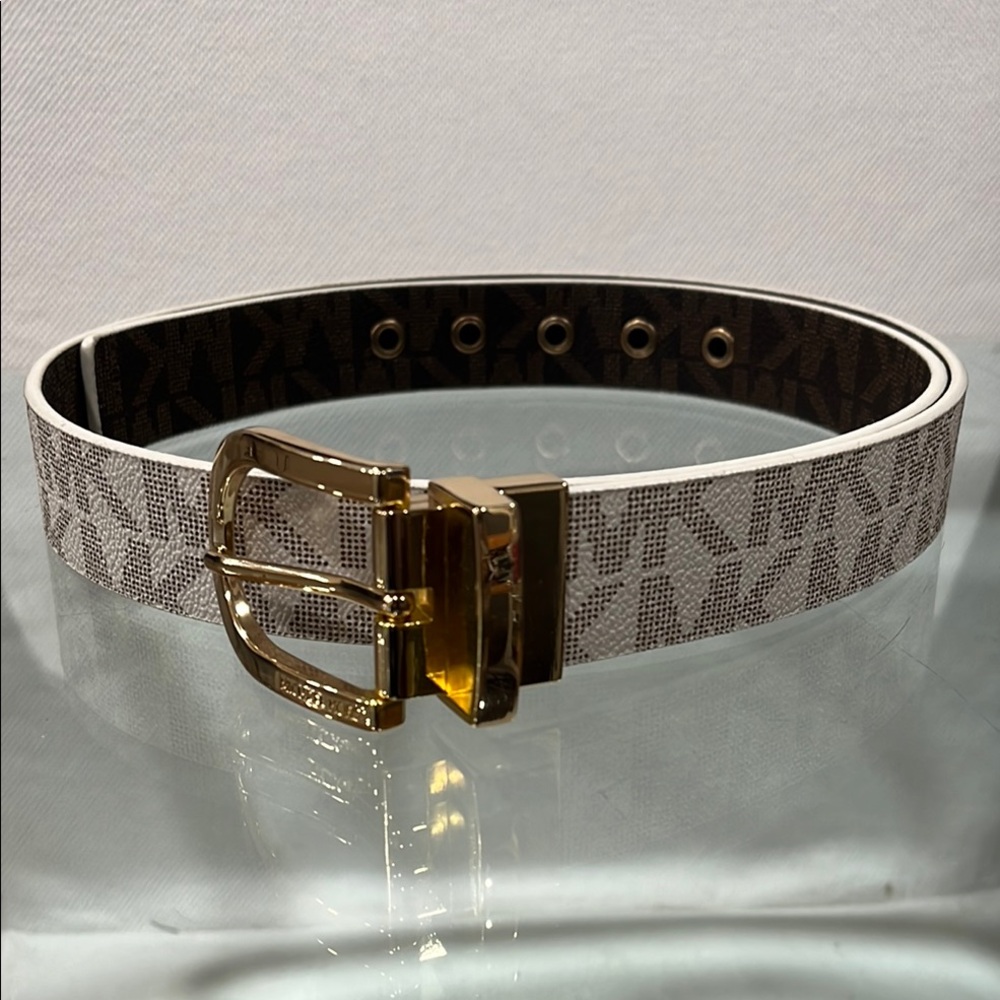 Michael Kors Monogram Belt with Gold Buckle